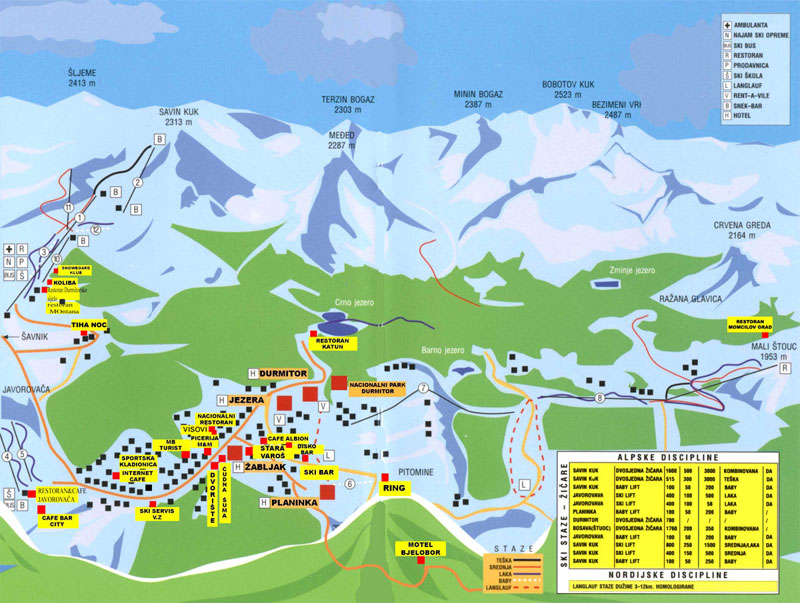 План-схема трасс горнолыжного центра Жабляк
